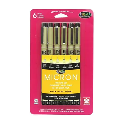 SAKURA Pigma MICRON 6-PC Fineliner Ink Marker Set Graffiti Art • $7.95