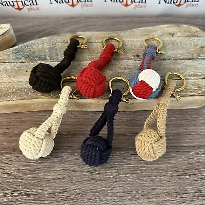 £12.83 • Buy Monkey Fist Rope Knot Bell Pull W/ Brass Shackle - 4.5  - Hand Tied Key Chain