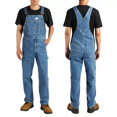 HISEA Men Denim Bib Overall Loose Fit Dungarees Workwear Pants Jumpsuit Trousers • $43.89