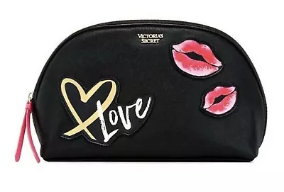 Nwt Victoria's Secret Love Kisses Black Travel Bag Makeup Cosmetic Case Purse • $9.95