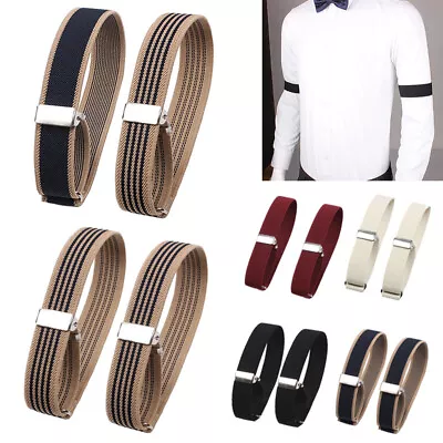 1Pair Elastic Armband Shirt Sleeve Holder Women Men Business Arm Cuffs Bands • £3.76