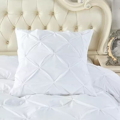 New Cotton White Diamond Pinch Pleated European Pillowcase Cushion Cover  • $18.50