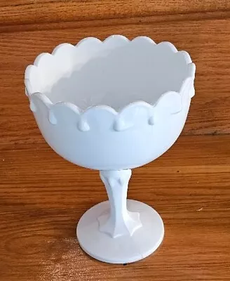 Milk Glass Compote Centerpiece Vase Candy Dish Bowl Candle Holder 7.5x5.5 Decor • $19.99
