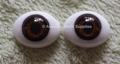 20mm Brown Oval Glass Eye Reborn Baby Doll Making Supplies • $21.95