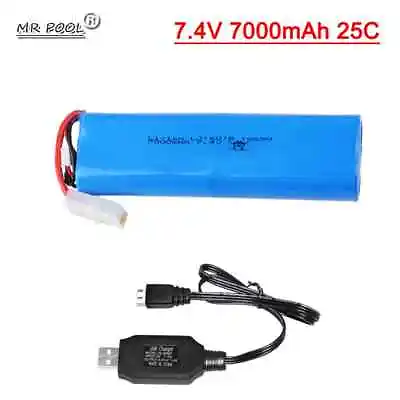 1pcs 2S 7.4V 7000mAh 25C Li-ion Battery Big Tamiya Plug + USB Cable For Henglong • $23.99