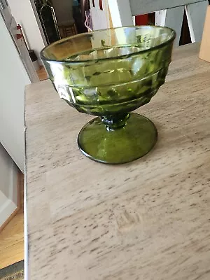 Vintage Indiana Green Glass Whitehall Cube Footed Dessert Cup Sherbet  • $9