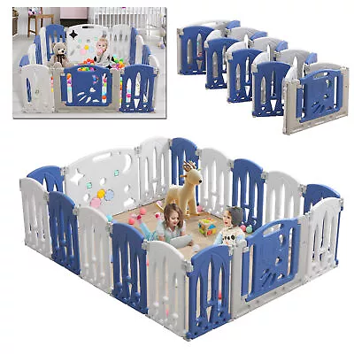 14/16 Panels Baby Playpen Folding Kids Safety Playpen Large Infant Play Yard New • £90.99