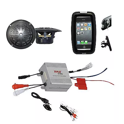 Bike Boat ATV Outdoor Marine Use 4  Speakers IPod Input Amplifier Phone Case • $116.99