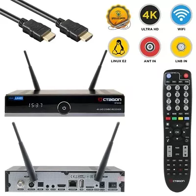 OCTAGON SF8008 4K V2 UHD H.265 E2 Linux Dual Wifi DVB-S2X & T2C Combo Receiver • £142.68