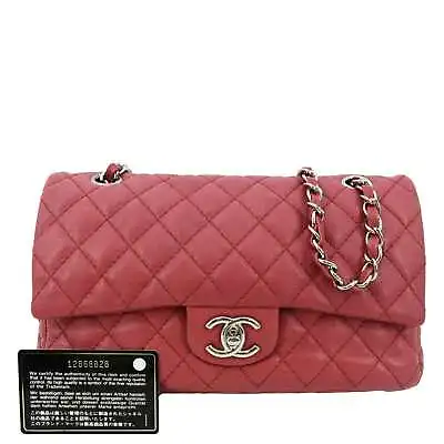 CHANEL Classic Medium Double Flap Quilted Caviar Leather Shoulder Bag Red • $6347.74