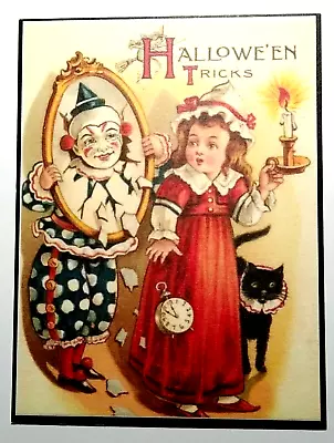 *Halloween* Postcard: Creepy Clown In The Mirror Vintage Image~Reproduction • $4.15