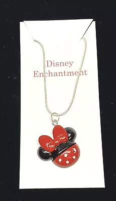 Minnie Mouse Red Icon Pendant Necklace -  925 Sterling Silver Chain Disney Gift • $9.45