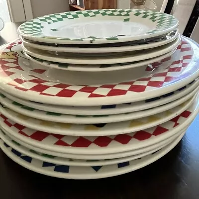 Disney Gabbay Gibson Mickey & Co Checkered Salad Plates 4 Dinner Plates 8 • $89.99