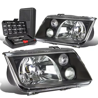 For 1999-2005 Volkswagen Jetta Mk4 Crystal Headlight W/Fog Lamps+Tool Box Black • $94.88