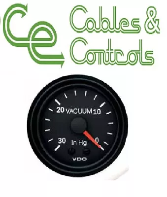 VDO Cockpit Vision VACUUM GAUGE Mechanical -30-0” Hg 52mm  12 Volt 150077005 • $65