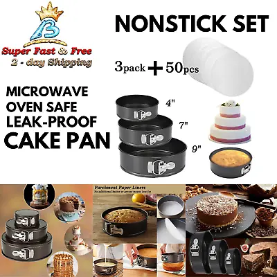 Leakproof Cheesecake Pan Nonstick Cake Round Wedding Bake Trays Mold Tool 3 Pcs • $45.08