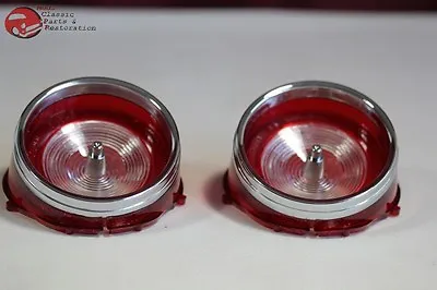 1965 Chevy Impala Back Up Tail Light Lamp Lenses Chrome Trim Ring Center Bullet • $72.06