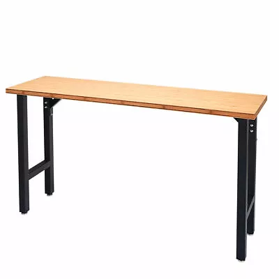 65  Bamboo Modular Workbench Table Steel Frame Garage Workstation Heavy Duty • $229.49