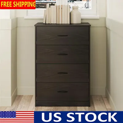 $104.78 • Buy 4 Drawer Dresser Storage Chest Storage Bedroom Tower Cabinet Entryway Black Oak