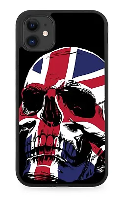 Union Jack Rubber Phone Case Skeleton Head Face Skull UK British Flag Cross N569 • £15.90