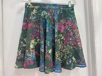 Jack BB Dakota Women 6 Floral Pleated A-Line Short Skirt  Colorful Skater* • $18.95