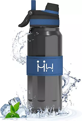 Sports Water Bottle With Straw Flip Top Leak Proof Drink BPA Free Gym Travel 1L • £8.99