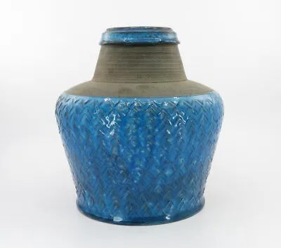 Vintage1950s Nils Kahler Pottery Vase Made In Denmark 8  Diam X 8.75  Tall • $329