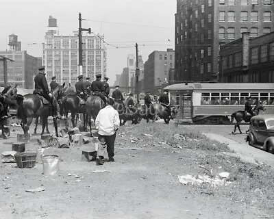 8x10 Of A Chicago Police Mounted Patrol  Chicago IL In July Of 1941. • $6.99