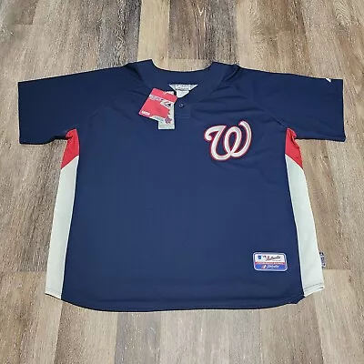 Washington Nationals Jersey Majestic Men's Navy Blue 2XL XXL NWT Cool Base $80 • $49.99