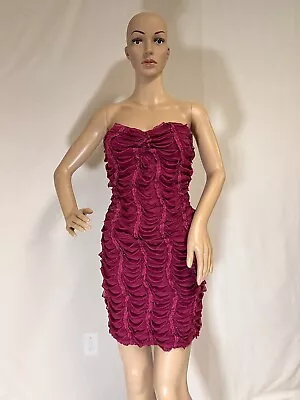 Va Va Voom Strapless Women’s Dress. Pink Ruched Ruffles Mini Dress. Size Small • $49