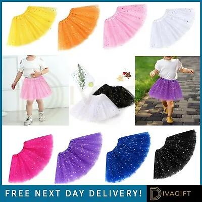 £3.99 • Buy Girls Kids Glitter Tutu Skirt Dance Party Hen Ballet Tulle Tutu Skirt 2-8 Years