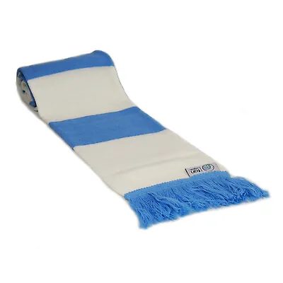 Fan Originals Retro Soccer Bar Scarf In Manchester City Colours Blue White • $24.99