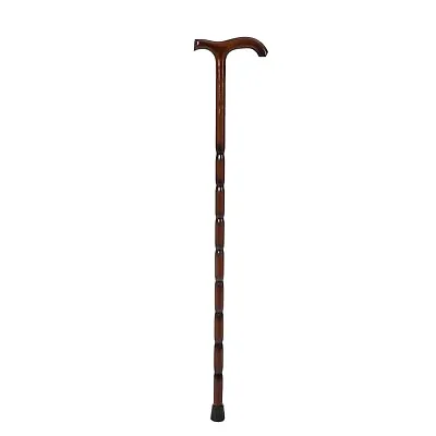 Wooden Fashion Cane Walking Stick - 36 In Notched Style Derby Handle Dark Brown • $20.99