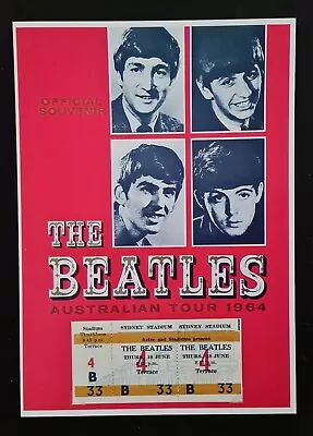 Repro CONCERT TICKET & POSTER : BEATLES June 18 1964 Sydney Stadium N.S.W. • $24.99