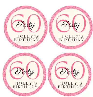 20 X 60th Birthday Pink Edible Cupcake Toppers Wafer/icing UNCUT • £3.40
