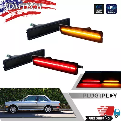 4Pack Smoked Lens LED Side Marker Lights Front + Rear FOR BMW E30 3 E34 5 Series • $53.99