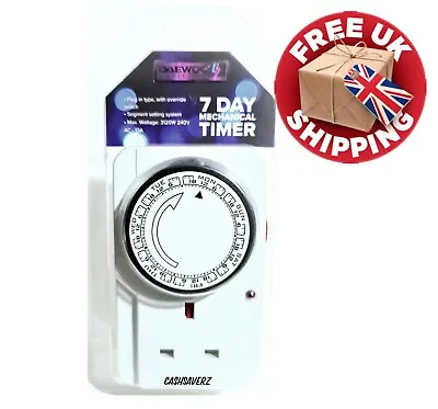 £8.95 • Buy 7 Day Mains Plug In Timer Switch Mechanical Electric Socket UK 3 Pin Adapter