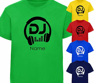 £9.25 • Buy Personalised Dj Headphones T-Shirt Dj T Shirt Kids Childrens Boys Girls Present