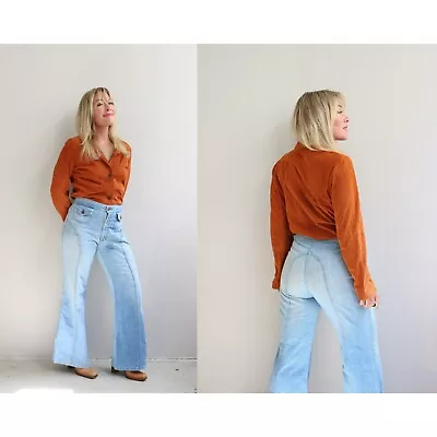 1970's Vintage Viceroy Curved Stitch Bell Bottom Jeans  Women's Medium To Large • $158