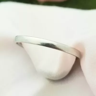14K White Gold Wedding Band Engraved  Just Perfect  2mm Estate Ring • $219
