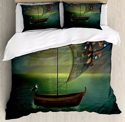 Marine Duvet Cover Set Boat Sailing In A Calm Sea • £32.99