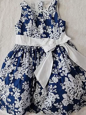 Janie And Jack Girls Blue White Floral Dress Size 3T Preowned • $12