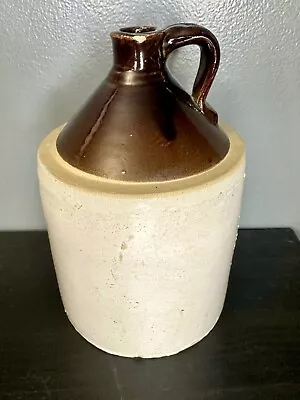 Antique Primitive Brown Beige Crock Stoneware One Gallon Pottery Jug 11 X 6.75  • $20