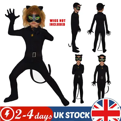 UK Kids Cat Noir Ladybug Child Unisex Fancy Dress Costume Jumpsuits Cosplay Suit • £7.32