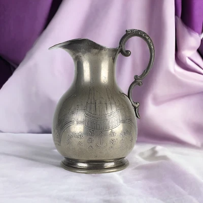 £11.75 • Buy Small Pewter Jug Pitcher Ewer Communion Churchware (?) Vintage 14cm Tall Etched