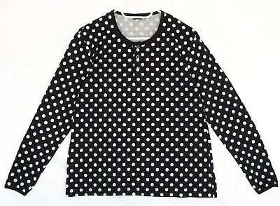 Marimekko Black & White Polka Dot Cotton Long Sleeve Shirt Size M • $22