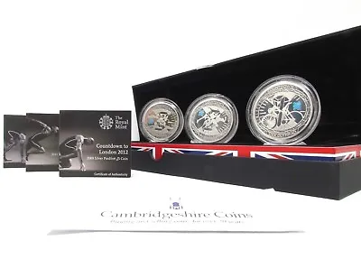 2009 Silver Proof London 2012 Olympic 3 Coin Set £5 Royal Mint Piedfort • £249.95