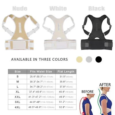 Magnetic Men Women Adjustable Posture Corrector Back Shoulder Support Brace Belt • $9.99