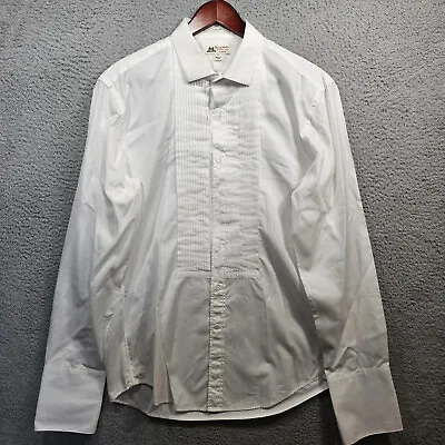 J Crew Collection Thomas Mason Men L White Tuxedo Shirt Ludlow Pleated • $52.88