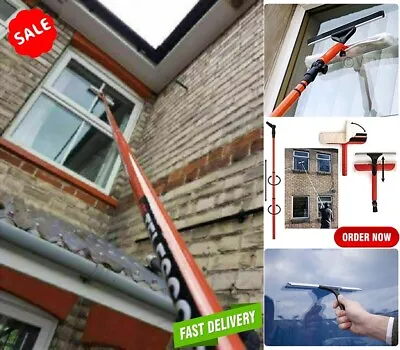 £16.29 • Buy Extra Long Window Cleaning Kit Extendable Telescopic Squeegee Glass Cleaner-Pole